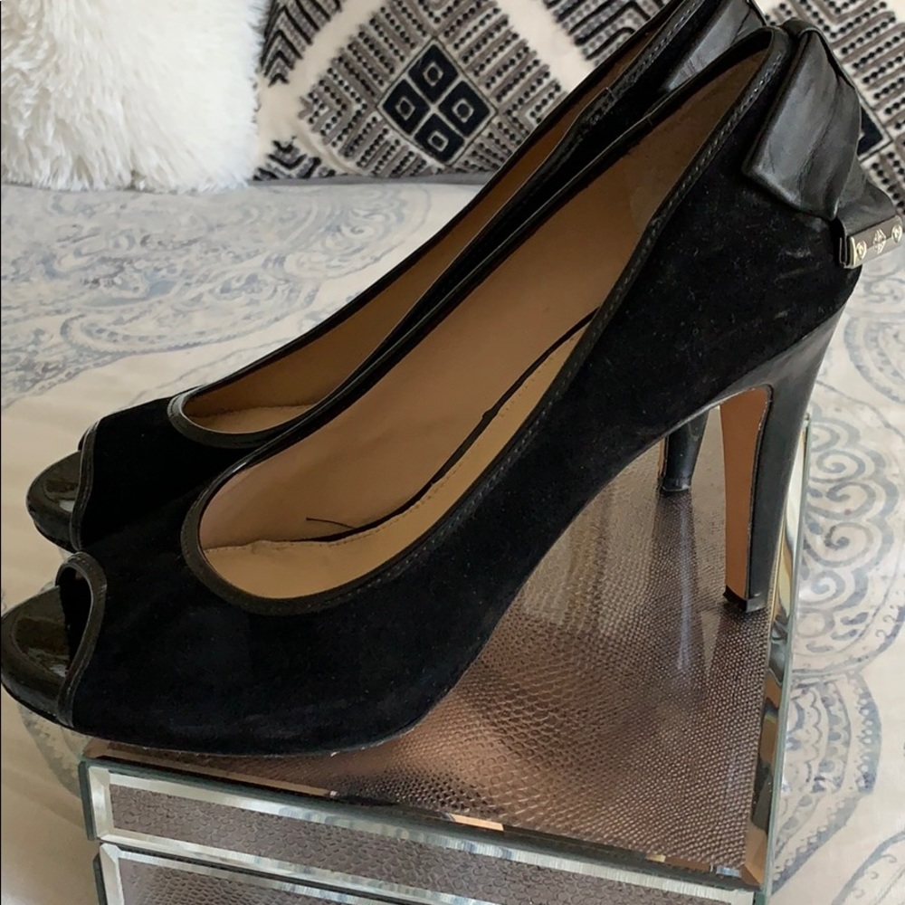 Antonio Melani black suede heels, EUC, size 9.5